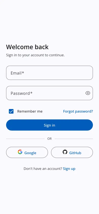 Elementar Minimalistic sign-in on a phone